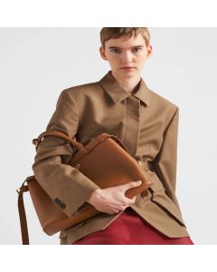 Prada Buckle medium leather handbag with double belt