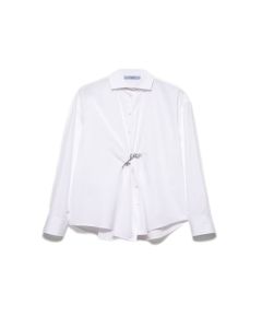 Prada Poplin shirt with crystal brooch