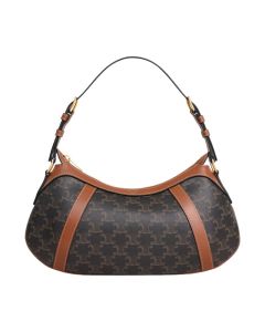 CELINE STRIPED HOBO IN TRIOMPHE CANVAS & CALFSKIN