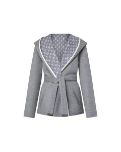 LV Reversible Signature Short Hooded Wrap Coat