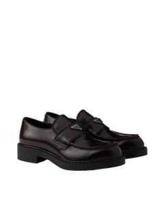 Prada Chocolate brushed leather loafers