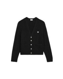 Celine triomphe cardigan in cable-knit cashmere