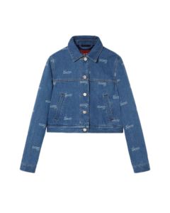 Denim jacket with lasered Gucci detail