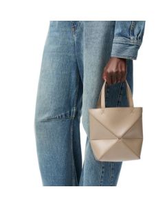 LOEWE Mini Puzzle Fold tote in shiny calfskin