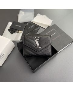 YSL CASSANDRE MATELASSÉ small envelope wallet in grain de poudre leather