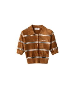 MIU MIU Striped viscose polo shirt