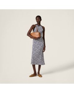 MIU MIU Long floral print crepe de chine dress