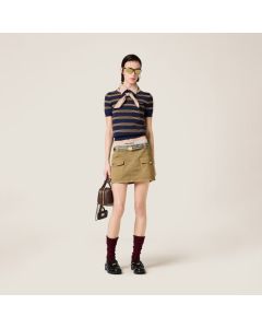 MIU MIU Striped cashmere and silk polo sweater