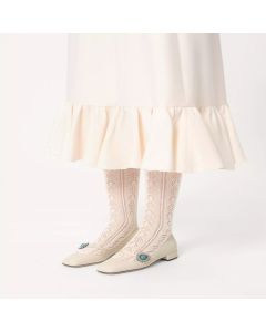 Valentino MARY-JANE PRESHOES BALLERINA IN KIDSKIN WITH JEWEL BUTTON 20MM