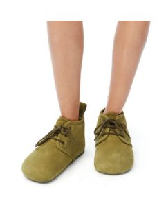 LOEWE Lago lace-up bootie in suede and shearling