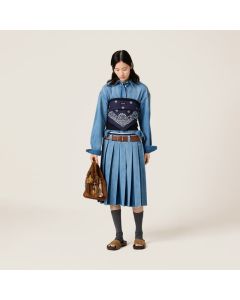 MIU MIU Pleated denim skirt