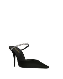 YSL BARBARA mules in satin crepe and rhinestones