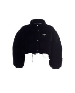 Prada Convertible cropped velvet down jacket