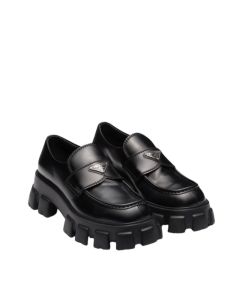 Prada Monolith brushed leather loafers