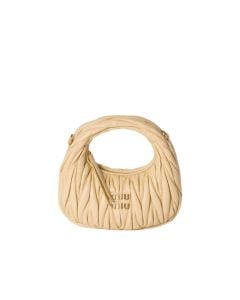 MIU MIU Wander matelassé nappa leather hobo mini-bag