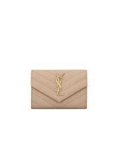 YSL CASSANDRE MATELASSÉ SMALL ENVELOPE WALLET IN GRAIN DE POUDRE LEATHER