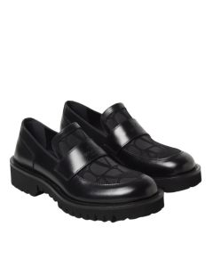Valentino LOAFER IN TOILE ICONOGRAPHE TECHNICAL FABRIC AND CALFSKIN