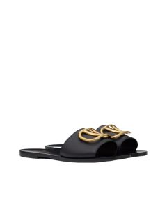 Valentino VLOGO SIGNATURE SLIDE SANDAL IN GRAINY COWHIDE WITH ACCESSORY