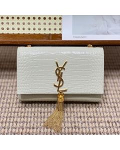 YSL KATE SMALL TASSEL IN CROCODILE-EMBOSSED LEATHER