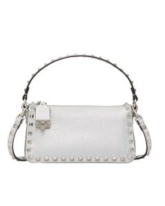 Valentino SMALL ROCKSTUD GRAINY METALLIC CALFSKIN CROSSBODY BAG