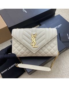 YSL ENVELOPE SMALL IN QUILTED GRAIN DE POUDRE EMBOSSED LEATHER