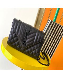 YSL ENVELOPE SMALL IN QUILTED GRAIN DE POUDRE EMBOSSED LEATHER