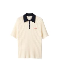 MIU MIU Ribbed cashmere polo shirt