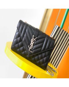 YSL ENVELOPE SMALL IN QUILTED GRAIN DE POUDRE EMBOSSED LEATHER