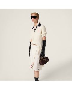 MIU MIU Ribbed cashmere polo shirt