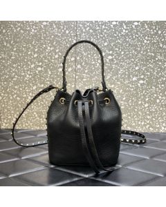 Valentino ROCKSTUD GRAINY CALFSKIN BUCKET BAG
