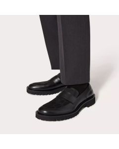 Valentino LOAFER IN TOILE ICONOGRAPHE TECHNICAL FABRIC AND CALFSKIN