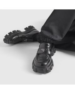 Prada Monolith brushed leather loafers