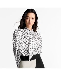 LV 3D Monogram Puff-Sleeve Blouse