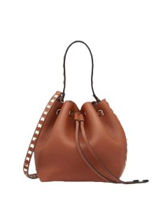 Valentino ROCKSTUD GRAINY CALFSKIN BUCKET BAG