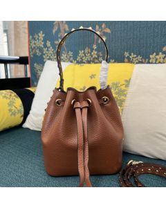 Valentino ROCKSTUD GRAINY CALFSKIN BUCKET BAG
