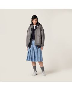 MIU MIU Nappa leather and bonded jersey hoodie jacket