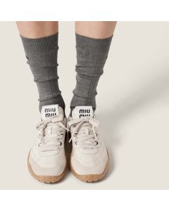 MIU MIU Tyre technical fabric and suede sneakers