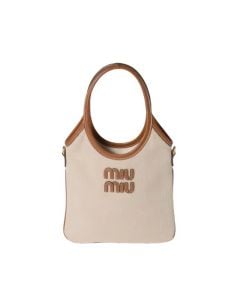 MIU MIU IVY canvas and leather tote bag