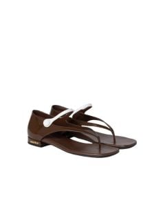 MIU MIU Two-tone patent leather Mary Jane thong sandals