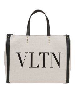 Valentino SMALL VLTN PRINT CANVAS TOTE BAG