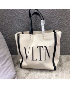 Valentino SMALL VLTN PRINT CANVAS TOTE BAG