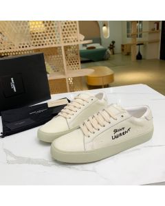 YSL court classic sl/06 embroidered sneakers in canvas and leather
