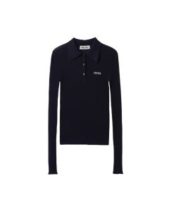 MIU MIU Cashmere and silk knit polo shirt