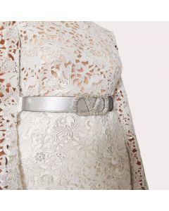 Valentino REVERSIBLE VLOGO SIGNATURE BELT IN METALLIC CALFSKIN