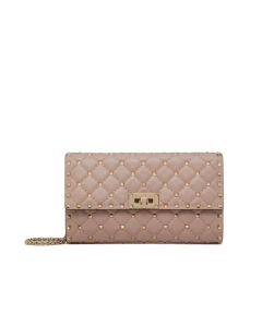 Valentino ROCKSTUD SPIKE NAPPA LEATHER CROSSBODY CLUTCH BAG