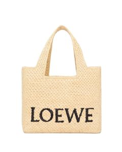 LOEWE Small LOEWE Font tote in raffia