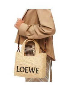 LOEWE Small LOEWE Font tote in raffia
