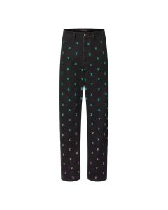 LV Blason Gradient Embroidered Denim Skate Pants