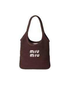MIU MIU IVY raffia-effect woven tote bag