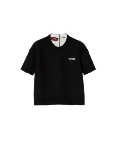 Wool top with Gucci intarsia